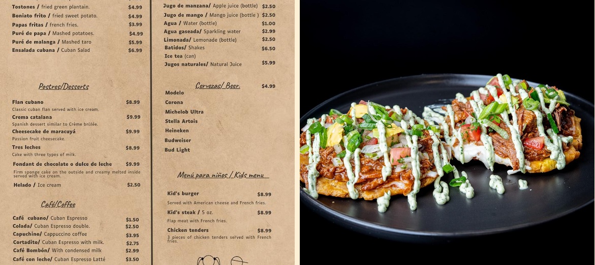 Collado's Cuban Cuisine. Menu